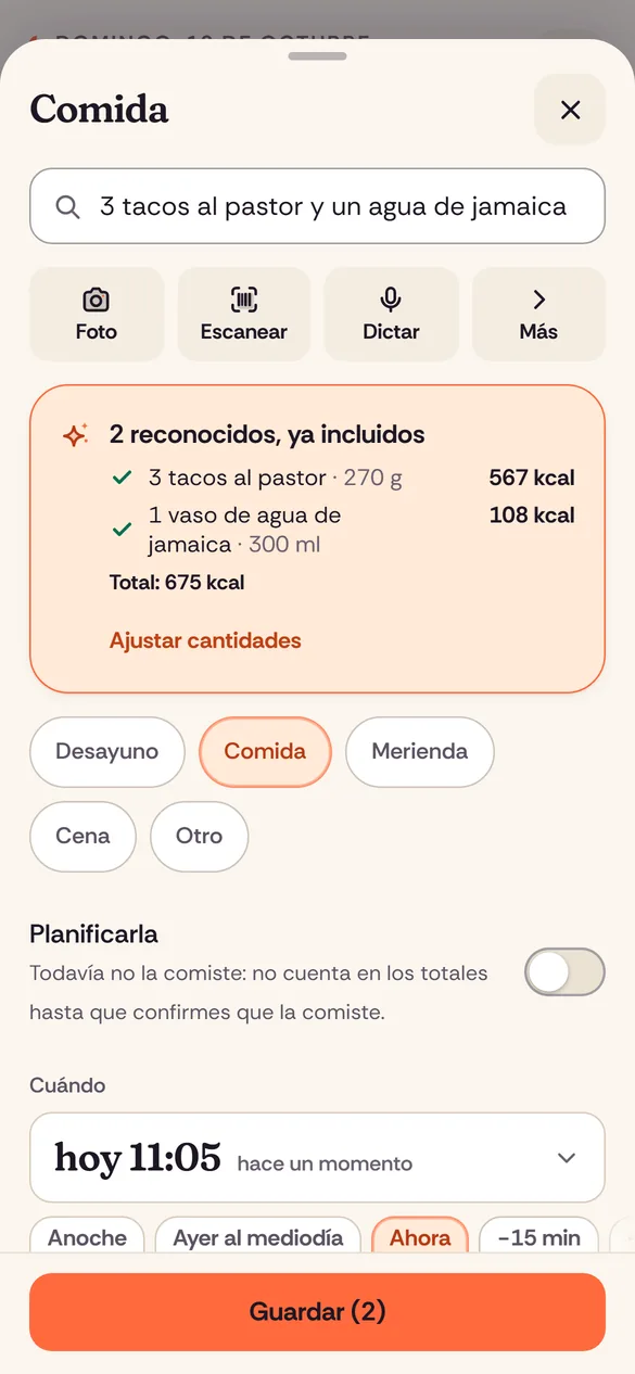 Cuenta lo que comiste como lo dices