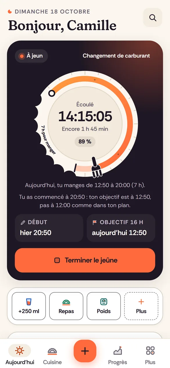 Jeûnez à votre rythme. Gratuit, sans pub