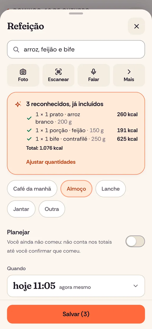 Registre o que comeu do jeito que fala