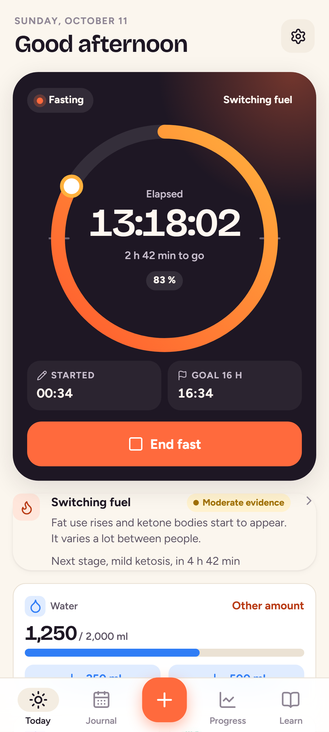 bitetracking Today screen