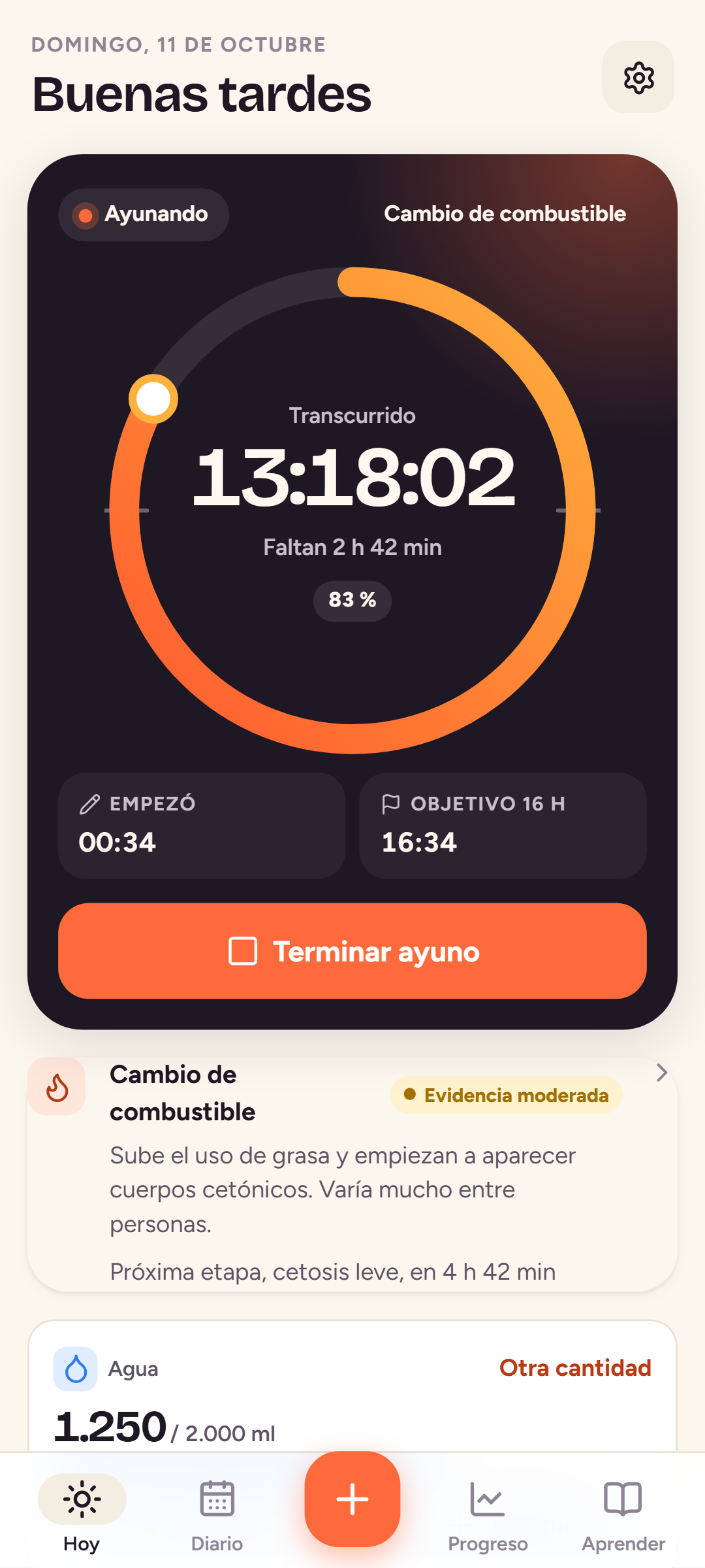 Pantalla Hoy de bitetracking